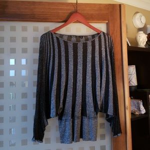 Bat wing silver and black dressy sweater